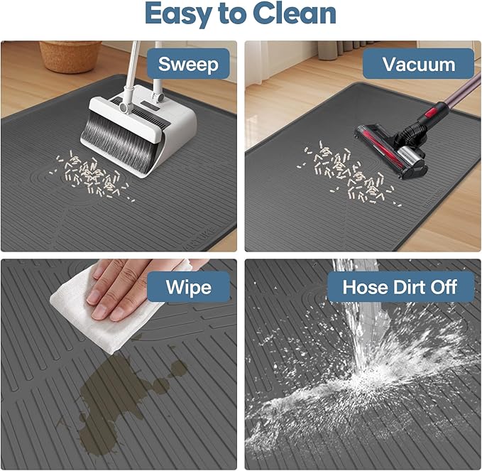 Lorvain Cat Litter Mats,45" x 30" Extra Large Silicone Cat Mat for Litter Box,Easy to Clean Kitty Litter Trapping Mat, Soft on Kitty Paws, Waterproof, Urine-Proof Kitty Litter Mats for Floor,Dark Grey