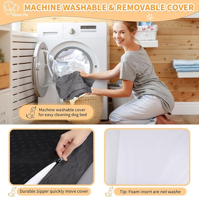 Orthopedic Dog Beds for Large Dogs, 7" Memory Foam Dog Beds with Waterproof Liner, Chew Proof Microsuede Cover, Removable and Washable, Nonskid Bottom, 60"x48"x7" XXL Grey