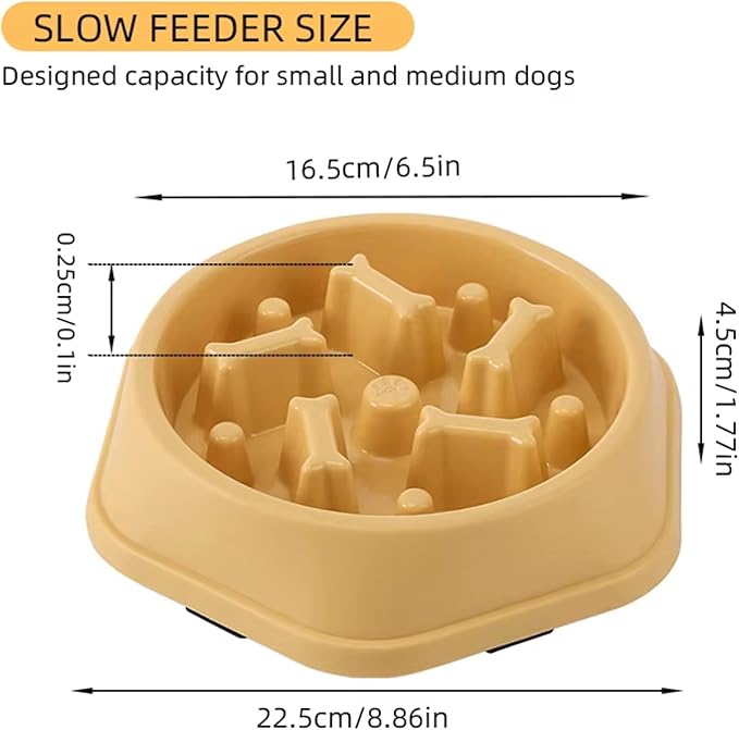 Dog Slow Feeder Bowl for Small & Medium Dogs – Anti-Choking, Non-Slip Plastic Slow Eating Dog & Cat Bowls – Puppy Bowl, Cat Food Bowl, Pet Feeder, 8.86in – Helps Prevent Bloating & Choking (Blue)