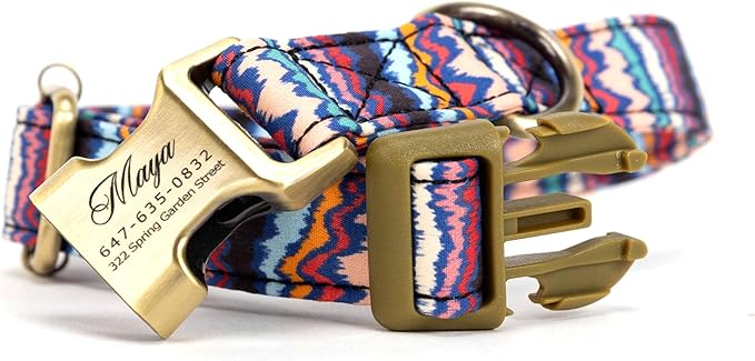 Personalized Dog Collar with Name and Phone Number Engraved,Adjustable Custom Puppy Collar,Organic Cotton Pet Collar for Small Medium Large Boy Girl Dogs