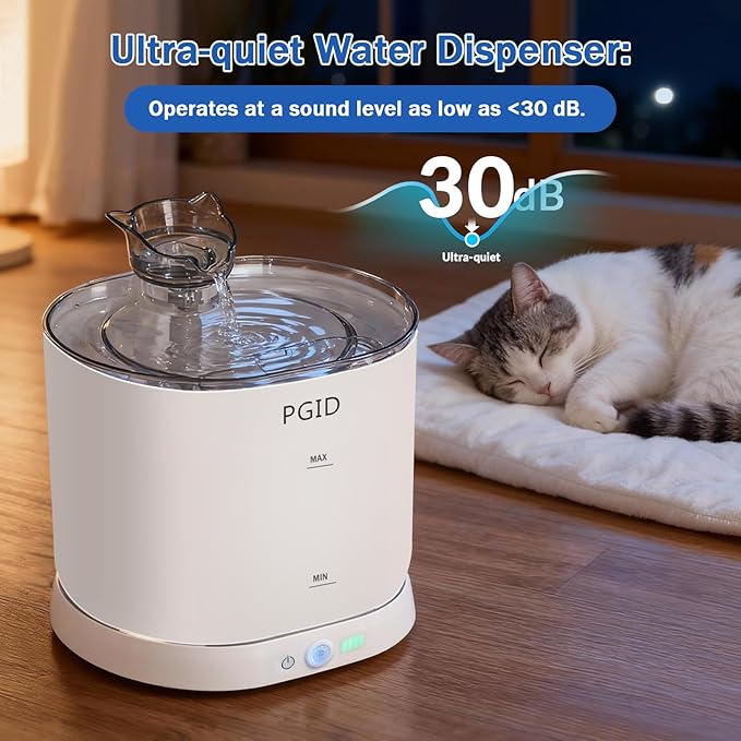 Cordless Cat Water Fountain for Drinking, 5000mah Battery Operated Pet Dog Water Fountain, 74oz/2.2L Automatic Cat Water Dispenser for Cats Dog Indoor Outdoor