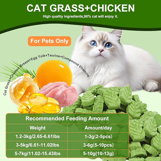 80g Cat Grass Treats for Indoor Cats, Freezed Drying Cat Grass Teething Stick for Hairball Remove Treatment Teeth Cleaning and Dental Care, Edible Kitty Chew Toy Snack