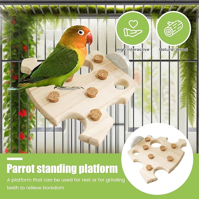 Wooden Bird Chew Toy, Parrot Biting Toys, Foraging Training, Relieve Boredom & Anxiety, Bird Cage Accessories, for Small Parakeets, Conures, Macaws, Budgies, Finches, NL N