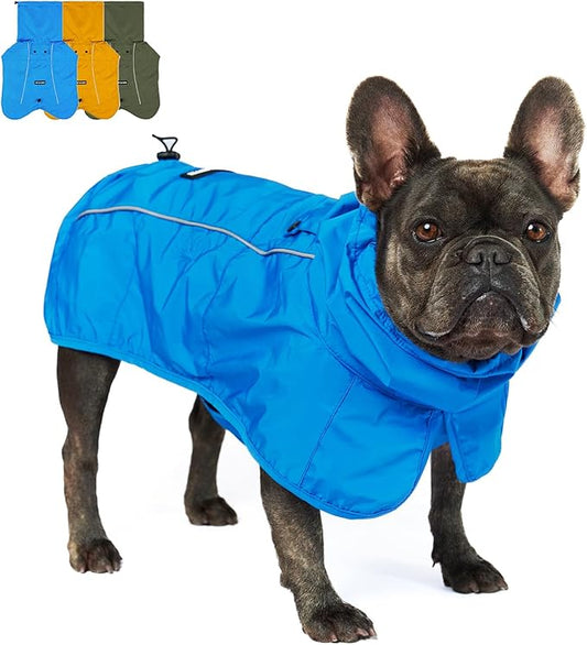 Tuff Pupper Waterproof Dog Raincoat | Full-Body Windproof Rain Jacket for Dogs | Reflective Strips | Breathable Mesh Lining | Adjustable Fit | Leash Port | Small Medium Large XL XXL Dogs (Blue, XS)