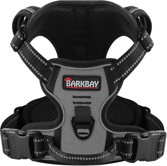 BARKBAY Dog Harness No Pull for Small Dogs - Adjustable, Reflective, Comfortable, No Choke, Heavy-Duty - Perfect for Outdoor Training, Walking, and Hiking - Strong & Durable - XS & Dark Grey