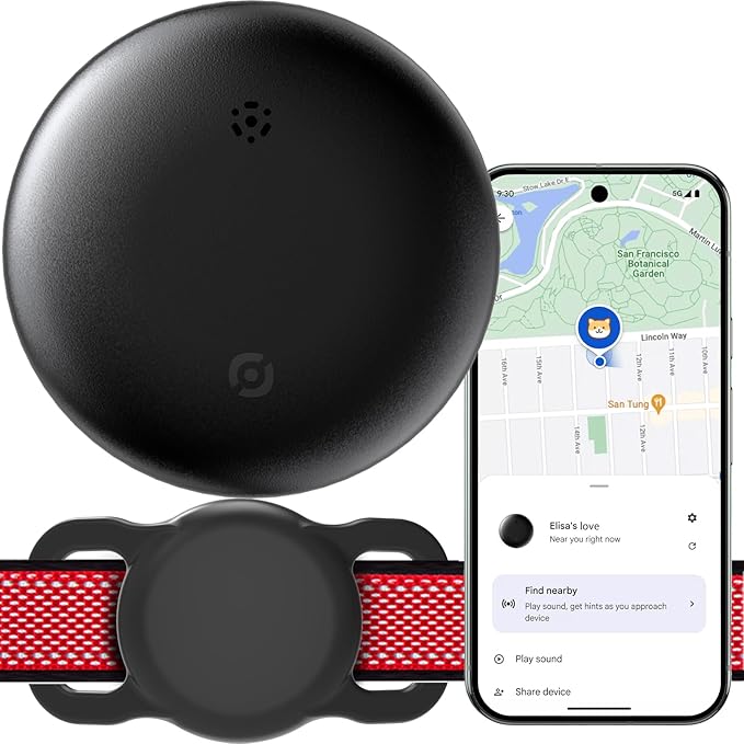 Bluetooth Tracker for Android, Android Airtag Compatible with Google Find My Device App, Replaceable Battery Item Finder, Tracker Tag for Keys, Suitcase, Backpack, Wallet, Luggage (for Pets)