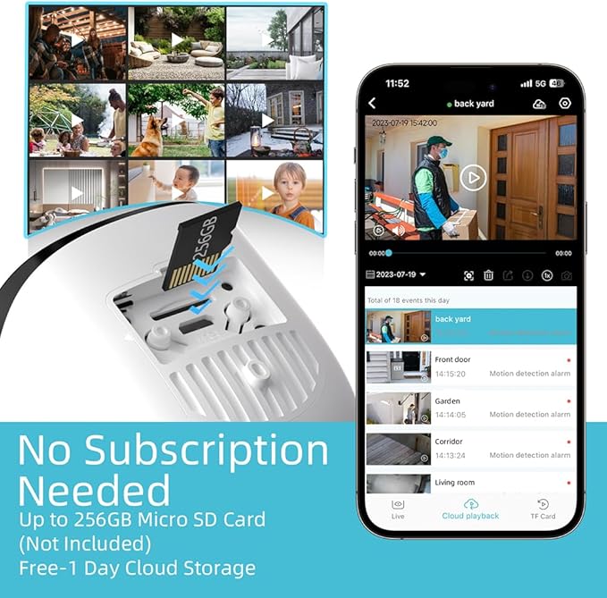 Rraycom 5G/2.4G WiFi Security Cameras Wireless Outdoor, 2K Battery Powered AI Motion Detection Siren Alarm Home Indoor Camera,Color Night Vision, 2-Way Talk, IP65 Waterproof, Works/Alexa, Cloud/SD