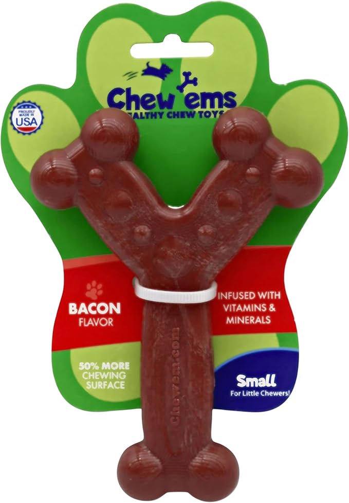 Chew'ems Durable Chew Toys for Small Dogs | Safe, Long-Lasting & Flavorful Chew Dog Toys, Small Dog Breeds | Bacon-Flavored