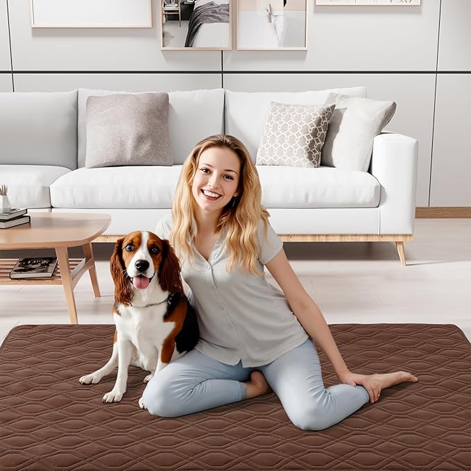 Smiry Waterproof Dog Blanket, 52x82 Inch Soft Pet Bed Cover Reversible, Washable Sofa Couch Furniture Protector for Small Medium Large Dog Puppy Cat, Geometric, Brown/Chocolate