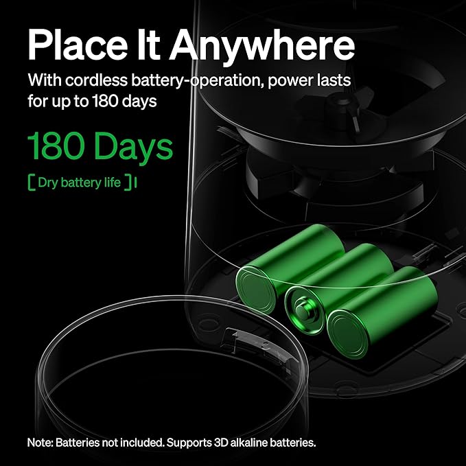 PETLIBRO Automatic Cat Feeder, Battery-Operated Automatic Cat Food Dispenser with 180-Day Life, AIR Cordless Timed Pet Feeder for Cats & Dogs, 2L Auto Cats Feeder, Black