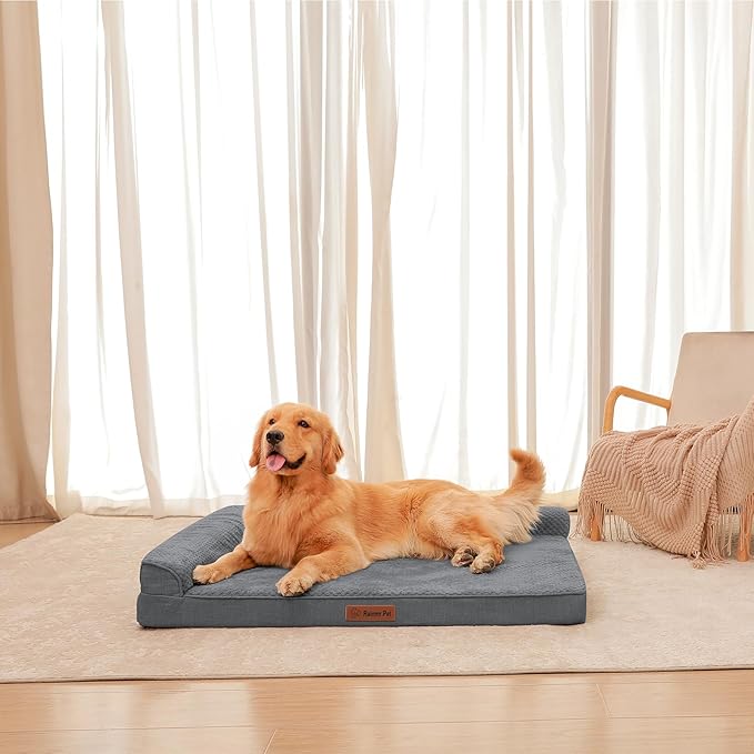 Orthopedic Dog Beds for Large Dogs, Memory Foam Dog Beds Large Sized Dogs, Washable Removable Cover, Nonskid Bottom, Waterproof, for Indoor, Outdoor, Crate ＆ Car Use, 41x27x6 Inches, Dark Grey