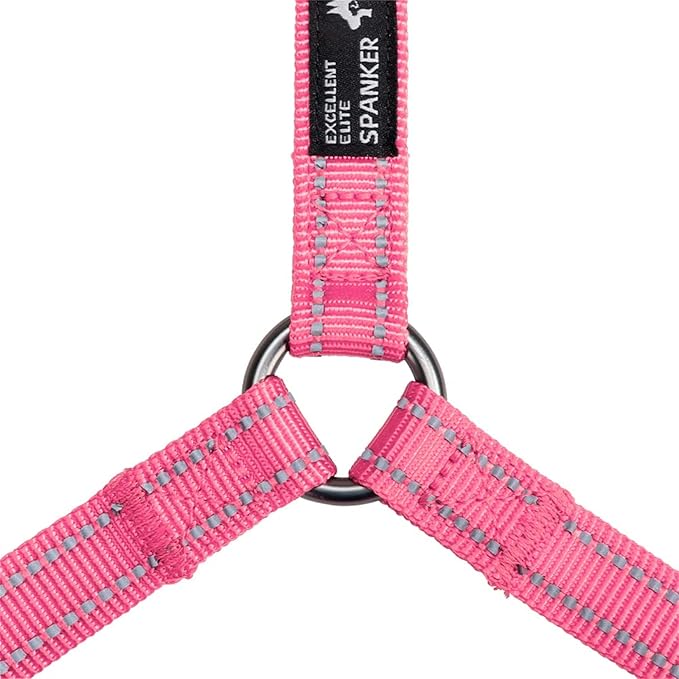 EXCELLENT ELITE SPANKER No Pull Dog Harness Reflective Nylon Vest L-Shaped Adjustable Easy Pet Harness for Small Medium Large Breeds Dogs Walking Training Black Red(Pink-XL)