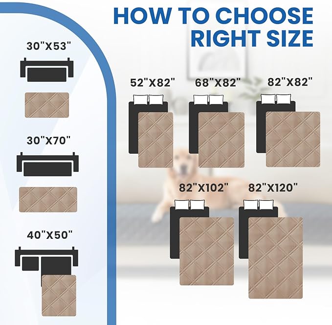 Waterproof Couch Covers for Pets, Waterproof Dog Bed Cover, Anti-Slip Soft Dog Blankets, Couch Cover for Dogs Washable, Pet Blanket for Puppy Large Dogs Cat (82x82 Inch, Khaki)