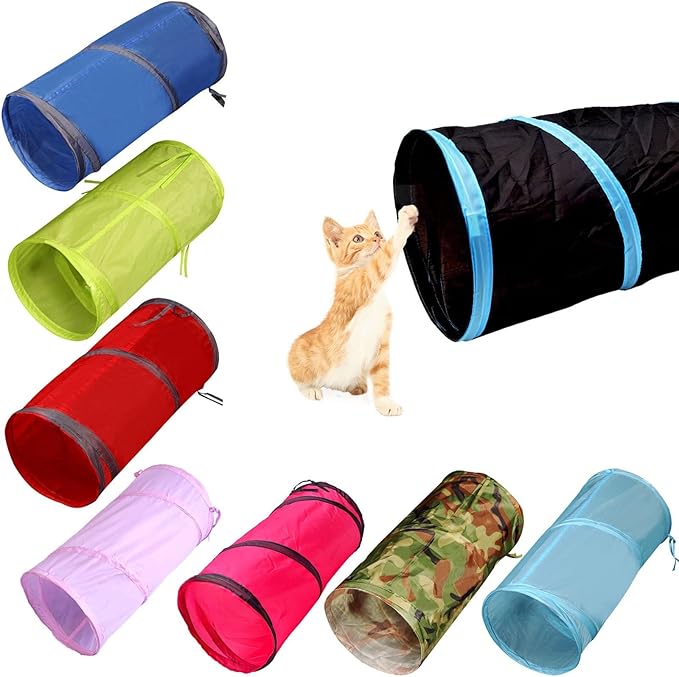 Foldable Spiral Cat Tunnel - Indoor Toy for Small Cats, Kittens, and Rabbits - Tube for Interactive Play and Outdoor Fun - Pet Activity Toy Royal Blue 20" 3 Pcs