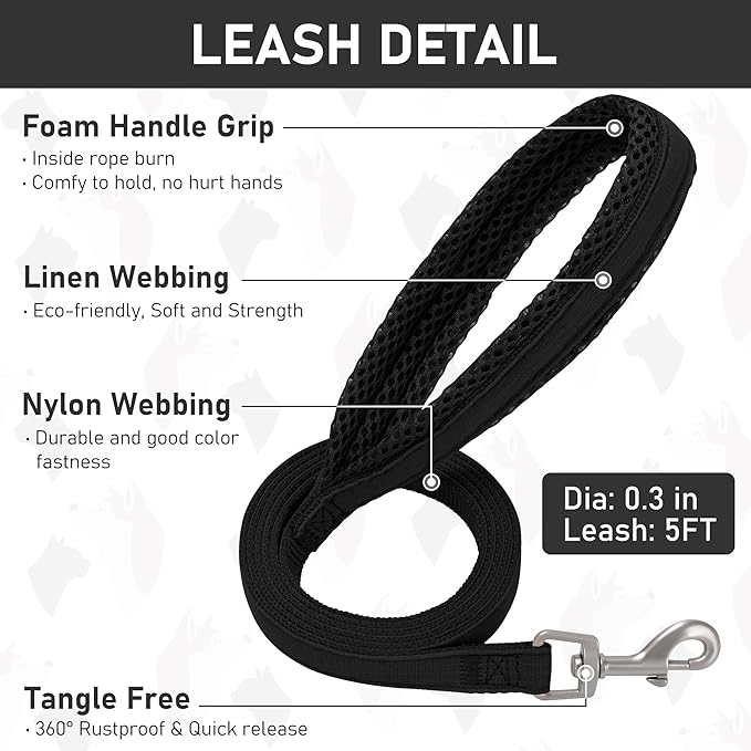 GAMUDA Small Dog Harness Collar and Leash Set, Step in No Chock No Pull Linen Fabric Soft Mesh Dog Vest Harnesses Reflective for Dogs Puppy Cats Kitten Rabbit (Black, XS)