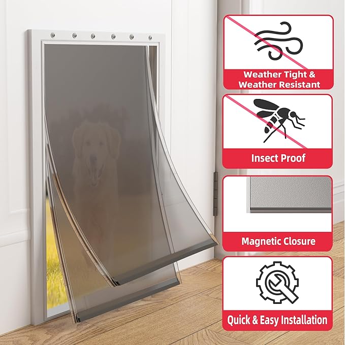 2PACK Extra Large Dog Door Replacement Flap with Screws,Doggie Door Replacement Flaps Compatible with PetSafe Freedom Doggie Doors PAC11-11040, 13 1/8" X 24 7/8", Flexible, Weather Resistant