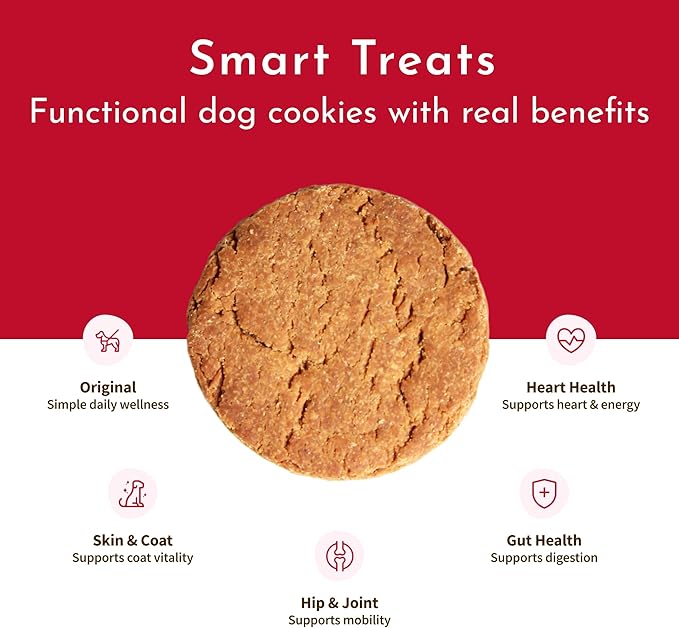 Pawco Dog Treats, Heart Health – Supports Heart Function & Vitality – Crunchy Dog Cookies with Peanut Butter, Apple & Taurine for Dogs – Functional & Healthy Rewards for Dogs – Magic Cookie – 8.8oz