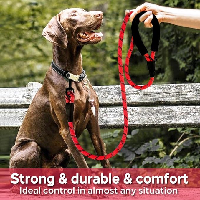 COOYOO Dog Leash 6 FT Heavy Duty - Comfortable Padded Handle - 1/2 inch Reflective Dog Leash for Medium Large Dogs with Poo Bag Dispenser