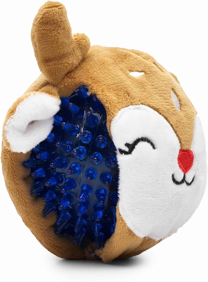 Flourish Pets 2 in 1 Small Prancer Christmas Multi-Layer Chew Toy for Active Dogs | Non-Toxic BPA Free Double Stitched Soft Fabric and Long-Lasting Dog Plush Toys (Reindeer Prancer 3.5")