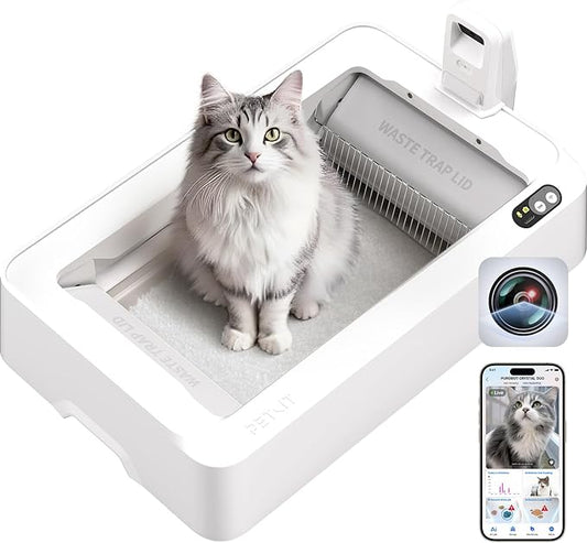 PETKIT Open-Top & AI Camera Self Cleaning Cat Litter Box, Urinary Health Monitor Automatic Cat Litter Box, Smart Robot with 2-Way Raking/5G WiFi/Safety Sensors/Odor Control for Multiple Cats (White)