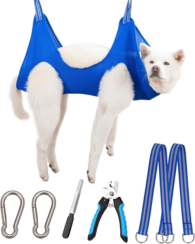 Dog Pet Grooming Hammock,XL Hanging Harness for Nail Trimming, Dog Hammock for Nail Trim, Grooming Sling Holder Helper for Large Dogs, Grooming Hanger Restraint Bag with Clipper