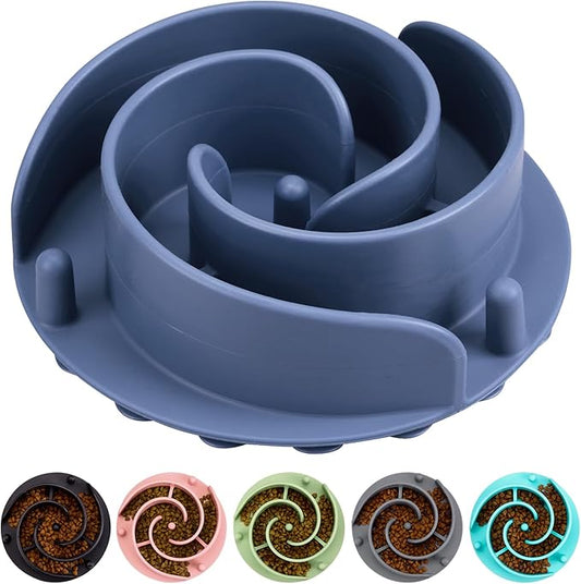 Slow Feeder Dog Bowls Insert, Bestalk Soft Silicone Slow Eating Feeder Insert with Suction Cups for Small, Medium and Large Dogs, Fit into Basic and Elevated Dog Bowls, Dark Blue