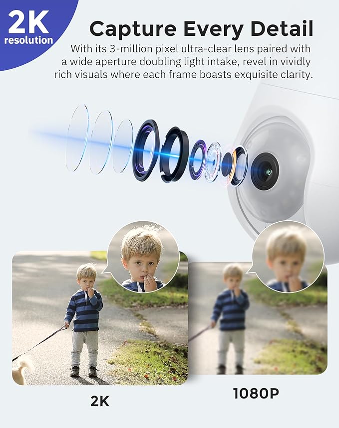 Hugolog 2K Light Bulb Security Cameras Wireless Outdoor-2.4GHz Cameras for Home Security Indoor with AI Motion Detection,Clear Color Night Vision,360°Auto Tracking,Siren Alarm,24/7 Recording