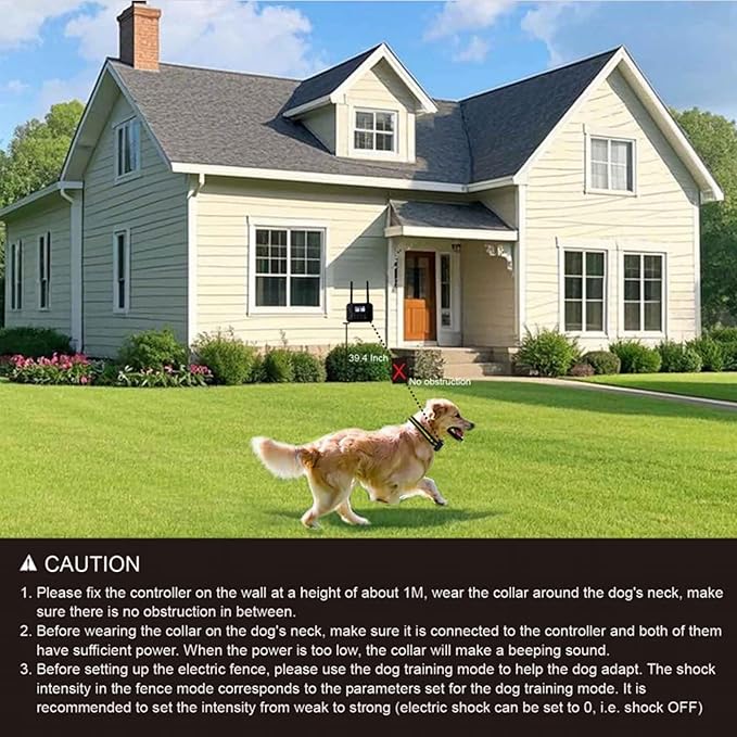 Wireless Dog Fence System with LCD Remote - Adjustable Training Collar & Portable Containment for 10-120lb Dogs, No Wire Needed, 1-Mile Boundary, Waterproof