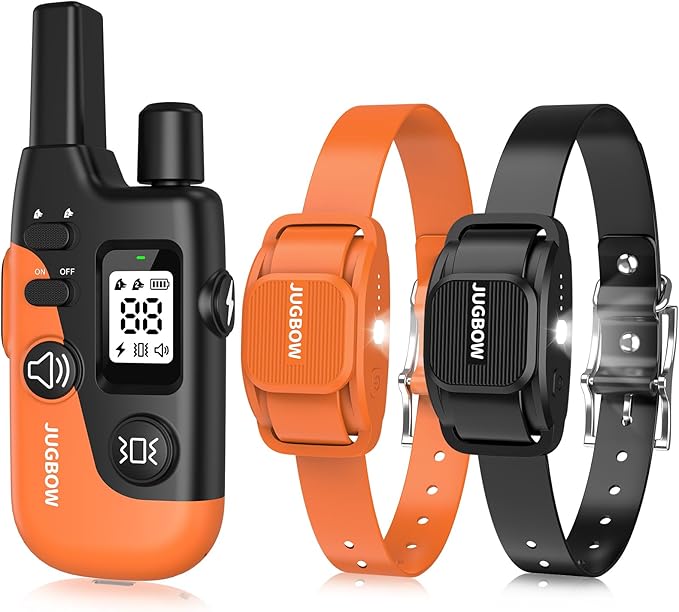 Jugbow Dog Training Collar 2 Dogs - 4200FT Dog Collars with Remote, LED Light E-Collar with Beep/Safe Static/Vibration Modes, IPX8 Waterproof Rechargeable E-Collars for Small Medium Large Dogs