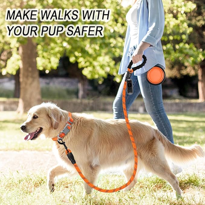 BARKBAY Dog Leashes for Large Dogs Heavy Duty Dog Leash 4/5/6 FT with Comfortable Padded Handle and Highly Reflective Threads for Medium Large Dogs Walking Training Running (4FT-1/2'',Orange)