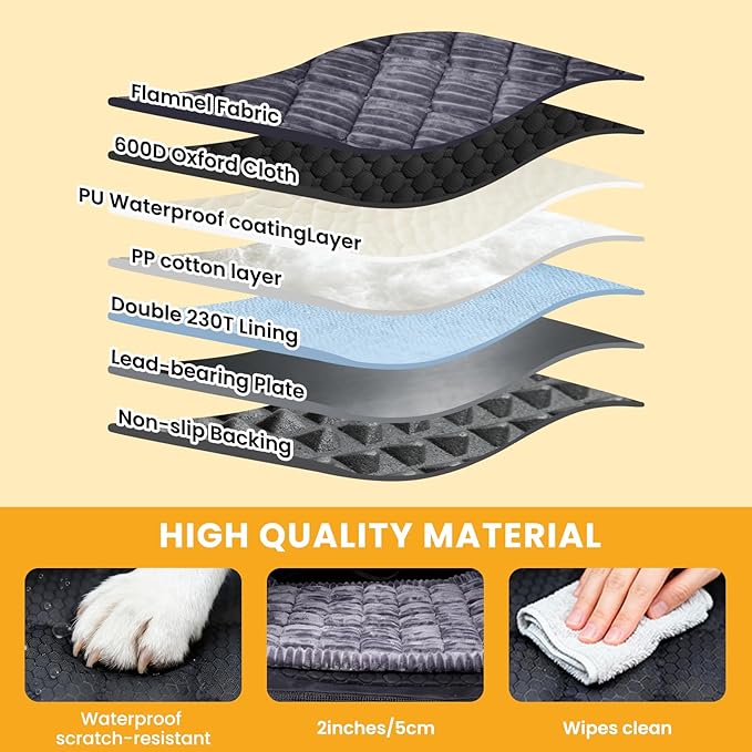 XL Large Dog Car Seat Cover with Dog Bed Mat for Back Seat Half - Single Seat Travel Hammock Extender, Waterproof Hard Bottom for Medium & Large Dogs, Car SUV Truck Vehicle