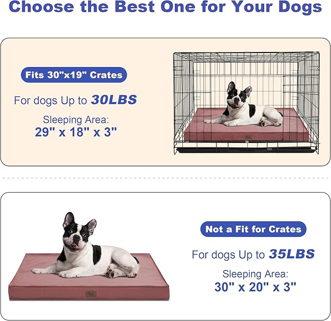 Outdoor Dog Bed for Small Dogs, Waterproof Dog Crate Bed for Medium Dogs Cats, Orthopedic Egg Crate Foam Pet Bed with Washable Removable Oxford Cover, Pink