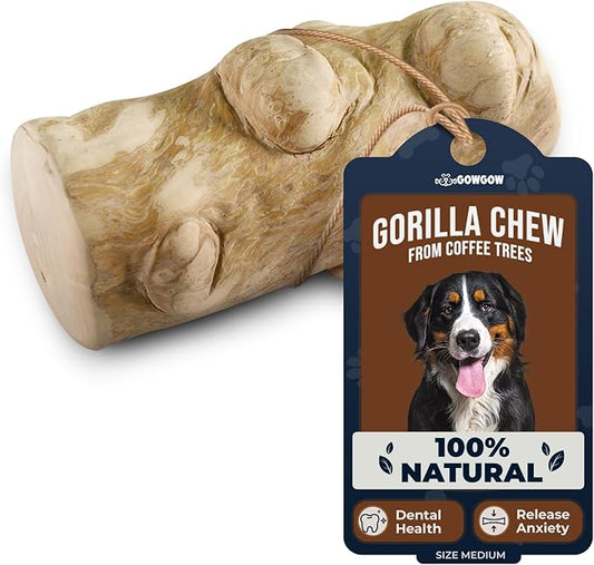 Gorilla Wood Dog Chew Toys - 100% Natural, Wood Chews for Dogs - Stress Relief, Teeth Cleaning & Reducing Boredom, Wood Dog Toy for Medium & Large Dogs