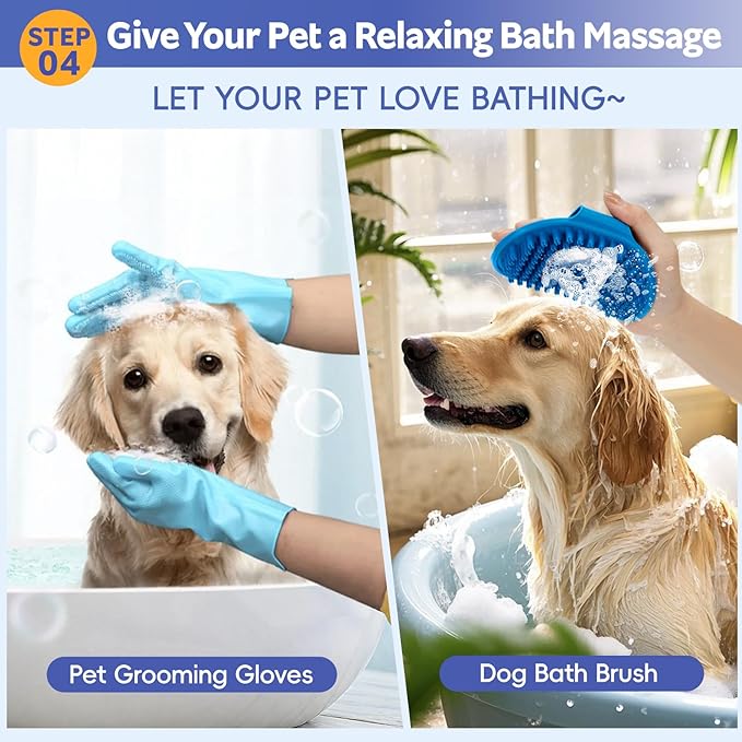 Bath Grooming Kit for Pets, 10pcs Dog Brush for Shedding with Dog Nail Clipper and Trimmer, Dog and Cat Grooming Supplies, Dematting Comb for Dogs, Pet Bath Supplies