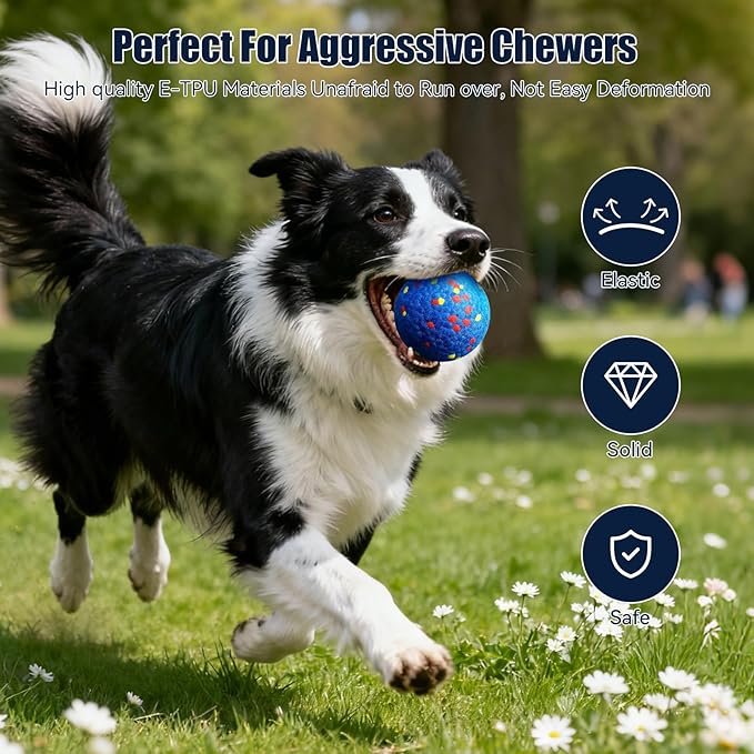 Durable Floating Dog Ball for Fetch & Chewing, 3.15" Plaque Cleaning Chew Toy for Aggressive Dogs & Puppies, High-Visibility Non-Toxic Water Toy with Textured Grip