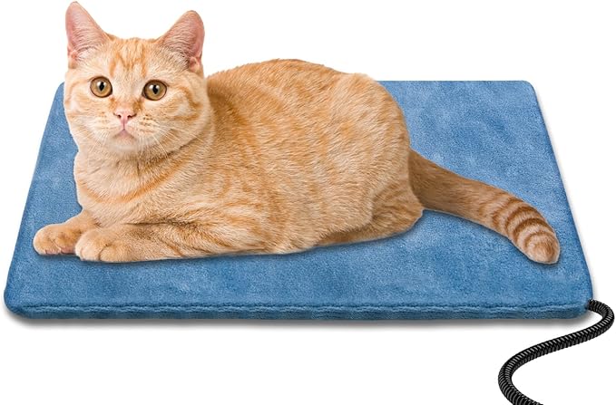Heating Pad for Cats and Dogs Outdoor,Indoor Warming Cat Heating Pad, Waterproof，Chew Resistant Cord (Blue, 16 X 12)