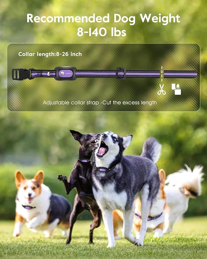 SLOPEHILL Dog Shock Collar,4200FT Dog Training Collar with Remote,IPX8 Waterproof E-Collar with Beep,Vibration,Shock,Flashing Light,No Shock Model,Electric Shock Collar for Dogs,Purple 2PCS