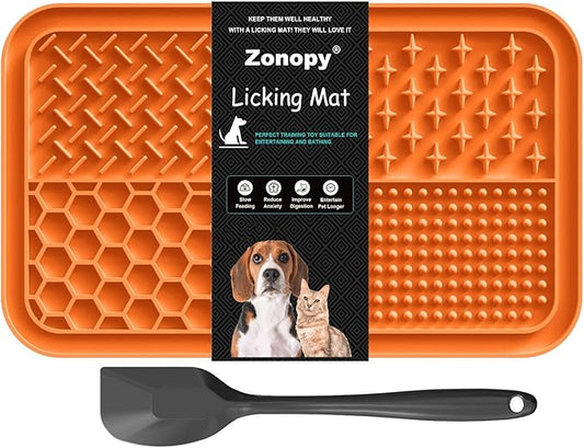 Licking Mat for Dogs & Cats with Suction Cups, 1 Pack Dog Slow Feeder Lick Pat for Anxiety Relief, Dog Toys Feeding Mat for Butter Yogurt Peanut, Pets Bathing Grooming Training Mat