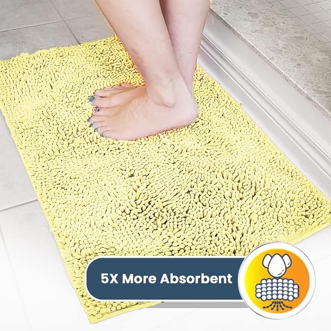 Muddy Mat® | Super Absorbent Door Mat Indoor, Microfiber Quick Dry Chenille Entryway Rug, Non-Slip Front Door Mat, Indoor Mats for Entryway, Machine Washable Pet Rug, Yellow 24" x 72"