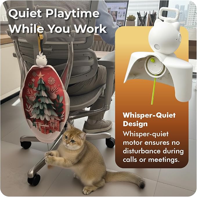 Interactive Cat Toys for Indoor Cats, Automatic Concealed Hide and Seek Hanging Feather Cat Toy, Rechargeable Motion-Activated Enrichment Toys for Bored Adult Cats (Christmas Tree Pattern）