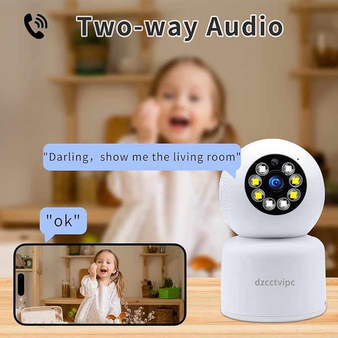3K Dual-Band WiFi Indoor Camera, Baby Monitor with 24/7 Cloud Recording,AI Motion Tracking & 360° Auto Rotation,Color Night Vision,2-Way Audio,No Blind Spot