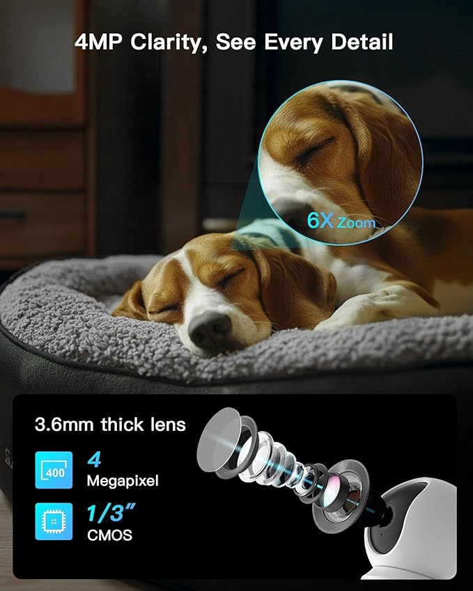 ARENTI 5G Indoor Security Camera, 4MP Pet Camera with Speaker for Dog/Cat, Baby Monitor with Phone App, Dual-Band WiFi, Auto Tracking, Super Night Vision, 2-Way Talk, 64G Local Storage (P2Q 64G)