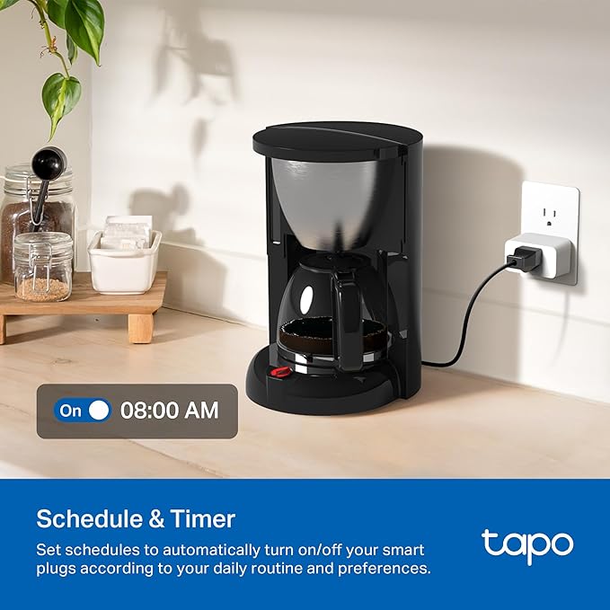 TP-Link 𝗧𝗮𝗽𝗼 Smart Plug Wi-Fi Mini, Energy Monitoring, Compatible with Alexa & Google Home & Samsung SmartThings, Timer, 15A/1800W Max, ETL Certified, 2.4G Wi-Fi Only, Tapo P115(4-Pack)