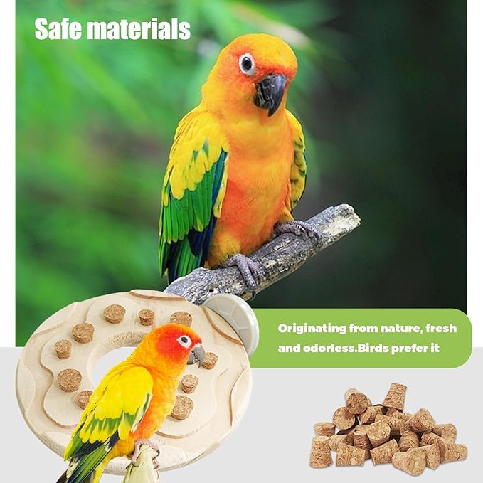 Wooden Bird Chew Toy, Parrot Biting Toys, Foraging Training, Relieve Boredom & Anxiety, Bird Cage Accessories, for Small Parakeets, Conures, Macaws, Budgies, Finches, TTQ N