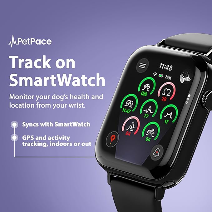 NEW Dog Health Monitor V3.0 by PetPace – AI Smart Collar with 24/7 Vital Signs, Pain & GPS Tracking, Telehealth AskaVet & Share With Your Vet, Smartwatch Sync – Subscription Required (Large)
