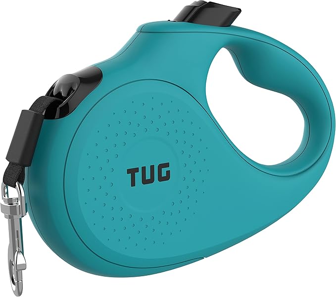 TUG Monochrome 360° Tangle-Free Retractable Dog Leash | 16 ft Strong Nylon Tape (Large, Aqua)