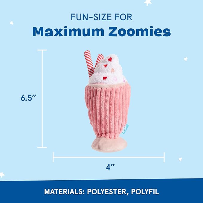 Barkbox Red Whine Milkshake Dog Toy – Squeaky Dog Toys – Plush Dog Toys – Puppy and Pet Toys for X-Small to Small Dogs