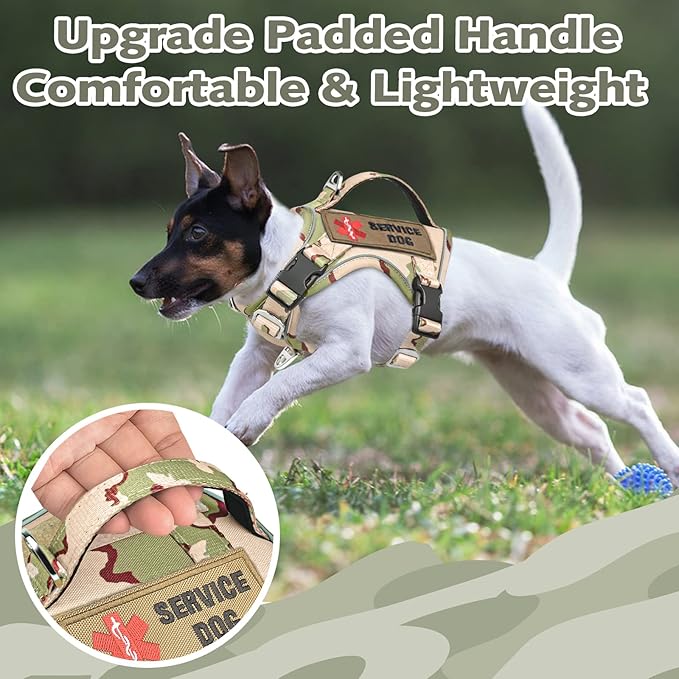 Tactical Small Dog Harness for Puppy, No Pull Military Service Dog Vest with Vertical Handle, Outdoor Training Small Puppy Vest Chihuahua Harness (Desert Green, XS)