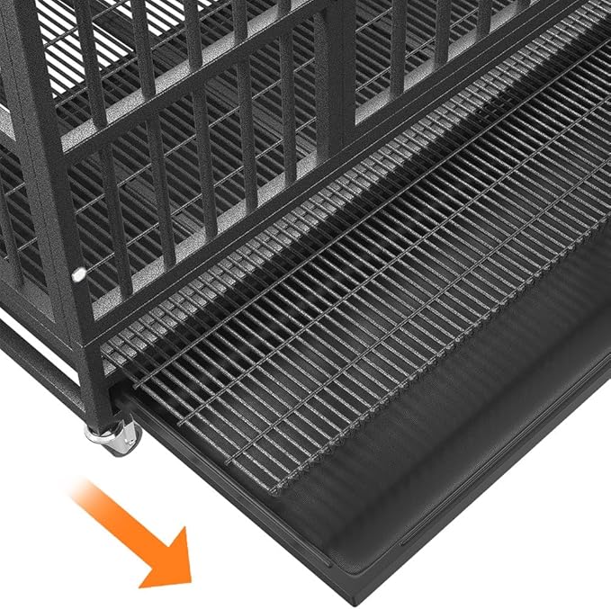 42" Furniture Dog Crate for Large Dogs, Heavy Duty Dog Kennel Indoor with Removable Crate Trays, Wheels and Stylish Wooden Top, Extra Large XL XXL Dog Cage