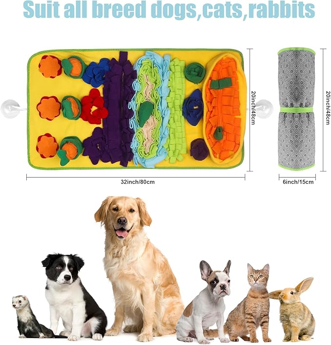 Snuffle Mat for Dogs Large Breed - 32'' X 20'' Washable Durable Sniff Mat for Slow Feeding Training, Enrichment Puzzle Toy for Mental Stimulation & Stress Relief